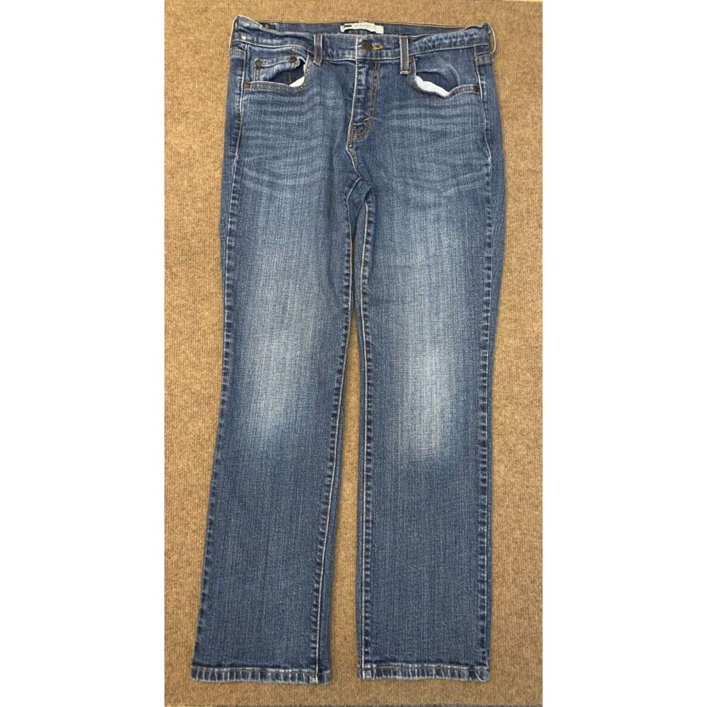 Levis 505 Jeans Womens 30x30 Mid Rise Straight Leg Y2K Whiskered Blue Denim